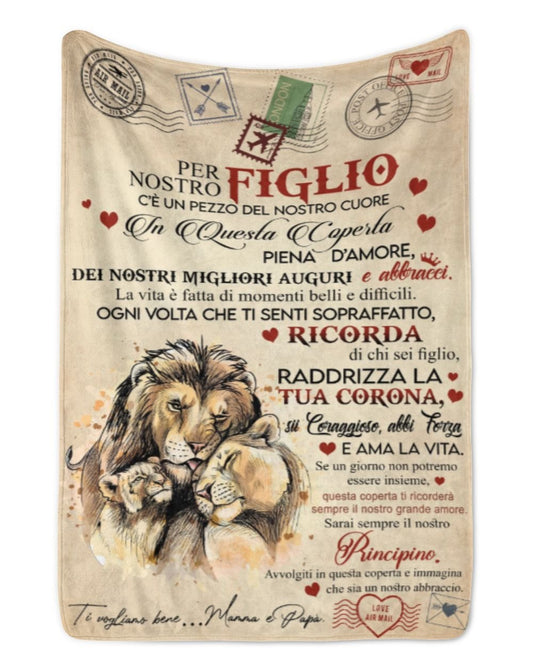 PER NOSTRO FIGLIO C’è un pezzo del nostro cuore in questa coperta piena d’amore Couch Blanket (Printed in the EU)