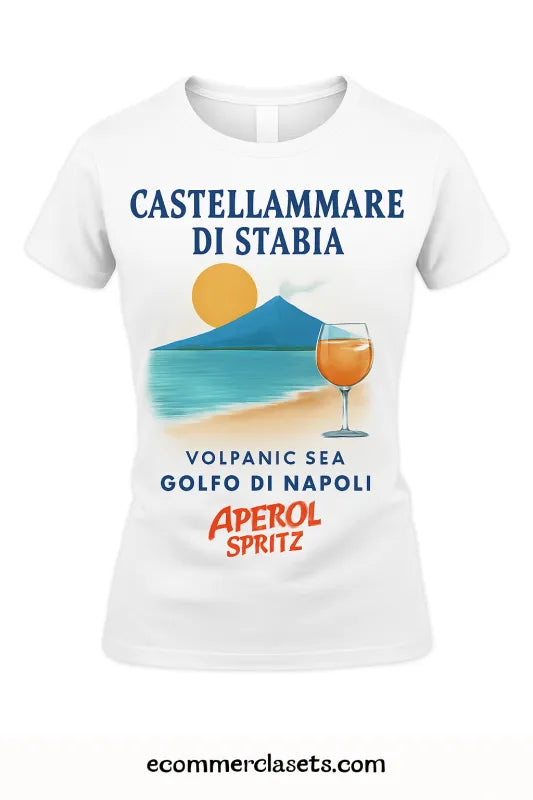 Volcanic Vibes: Sunlit Shores & Aperol Dreams - Women's Soft Style Fitted T-Shirt