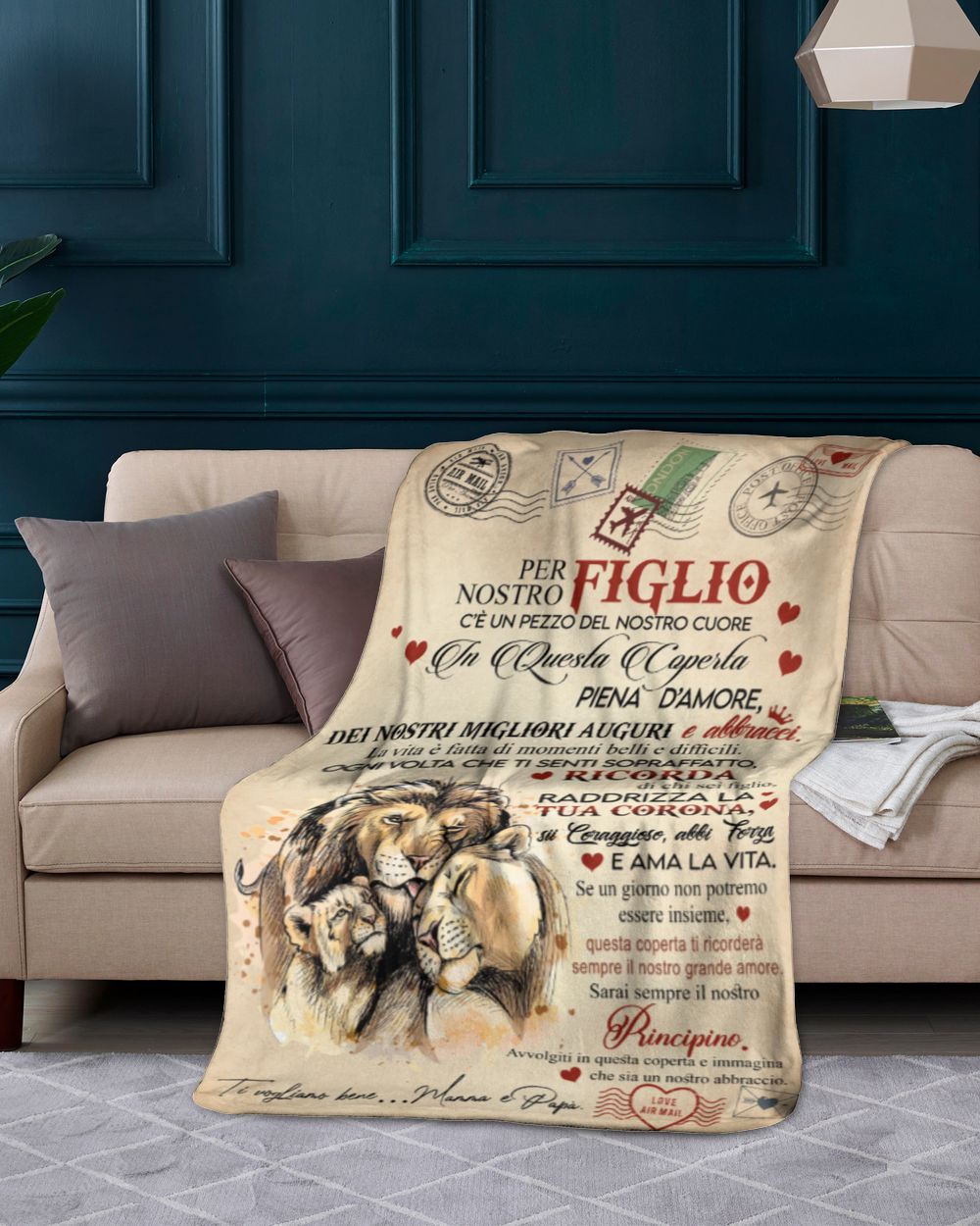 PER NOSTRO FIGLIO C’è un pezzo del nostro cuore in questa coperta piena d’amore Couch Blanket (Printed in the EU)