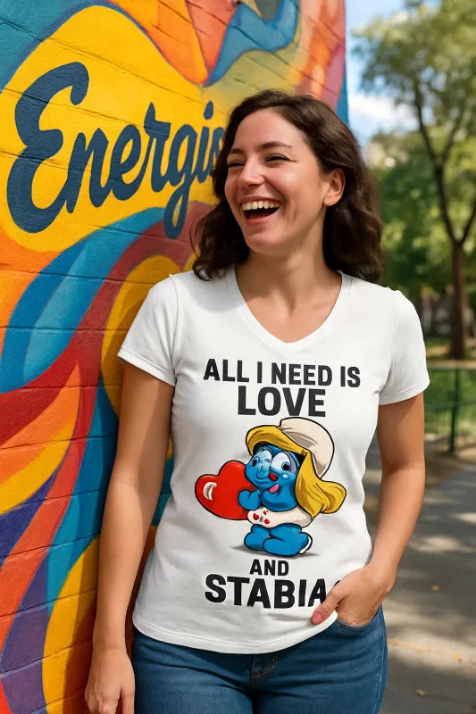 Heartfelt Blue: Love-Inspired Print Collection - Women's V-Neck T-Shirt