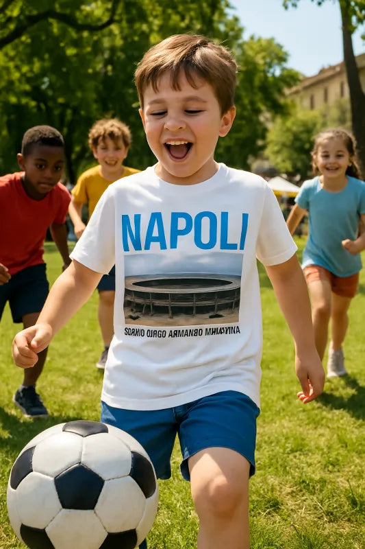 Napoli Vibes: Stadium Dreams & Sea Hues - Kids Standard T-Shirt